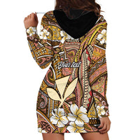 Personalised Hawaii Tribal Humpback Whale Hoodie Dress Melemele Hibiscus Seamless Pattern