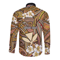 Personalised Hawaii Tribal Humpback Whale Long Sleeve Button Shirt Melemele Hibiscus Seamless Pattern LT9 - Polynesian Pride