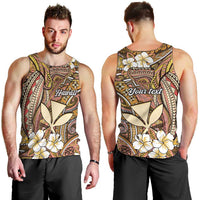 Personalised Hawaii Tribal Humpback Whale Men Tank Top Melemele Hibiscus Seamless Pattern LT9 - Polynesian Pride