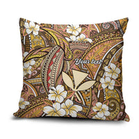Personalised Hawaii Tribal Humpback Whale Pillow Cover Melemele Hibiscus Seamless Pattern LT9 Gold - Polynesian Pride
