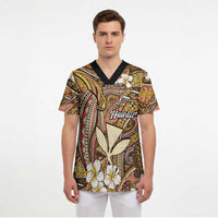 Personalised Hawaii Tribal Humpback Whale Scrub Top Melemele Hibiscus Seamless Pattern