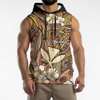 Personalised Hawaii Tribal Humpback Whale Sleeveless Hoodie Melemele Hibiscus Seamless Pattern