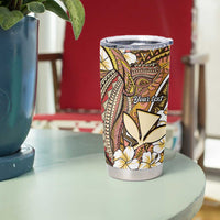 Personalised Hawaii Tribal Humpback Whale Tumbler Cup Melemele Hibiscus Seamless Pattern LT9 - Polynesian Pride
