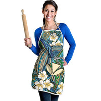 Personalised Hawaii Tribal Humpback Whale Apron Omaomao Hibiscus Seamless Pattern