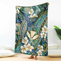 Personalised Hawaii Tribal Humpback Whale Blanket Omaomao Hibiscus Seamless Pattern