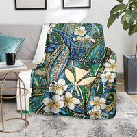 Personalised Hawaii Tribal Humpback Whale Blanket Omaomao Hibiscus Seamless Pattern
