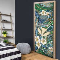 Personalised Hawaii Tribal Humpback Whale Door Cover Omaomao Hibiscus Seamless Pattern LT9 - Polynesian Pride