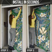 Personalised Hawaii Tribal Humpback Whale Door Cover Omaomao Hibiscus Seamless Pattern LT9 - Polynesian Pride