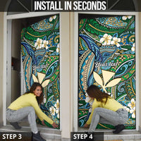 Personalised Hawaii Tribal Humpback Whale Door Cover Omaomao Hibiscus Seamless Pattern LT9 - Polynesian Pride