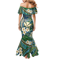 Personalised Hawaii Tribal Humpback Whale Family Matching Mermaid Dress and Hawaiian Shirt Omaomao Hibiscus Seamless Pattern