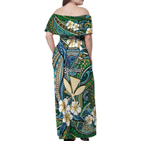 Personalised Hawaii Tribal Humpback Whale Family Matching Off Shoulder Maxi Dress and Hawaiian Shirt Omaomao Hibiscus Seamless Pattern