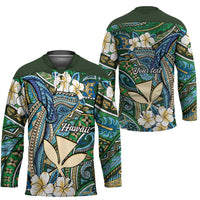 Personalised Hawaii Tribal Humpback Whale Hockey Jersey Omaomao Hibiscus Seamless Pattern LT9 - Polynesian Pride