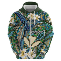 Personalised Hawaii Tribal Humpback Whale Hoodie Omaomao Hibiscus Seamless Pattern