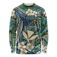 Personalised Hawaii Tribal Humpback Whale Long Sleeve Shirt Omaomao Hibiscus Seamless Pattern LT9 Unisex Green - Polynesian Pride