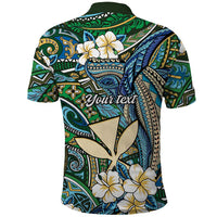 Personalised Hawaii Tribal Humpback Whale Polo Shirt Omaomao Hibiscus Seamless Pattern LT9 - Polynesian Pride