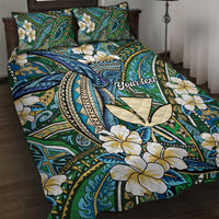 Personalised Hawaii Tribal Humpback Whale Quilt Bed Set Omaomao Hibiscus Seamless Pattern