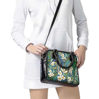 Personalised Hawaii Tribal Humpback Whale Shoulder Handbag Omaomao Hibiscus Seamless Pattern