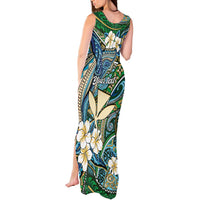 Personalised Hawaii Tribal Humpback Whale Tank Maxi Dress Omaomao Hibiscus Seamless Pattern