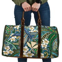 Personalised Hawaii Tribal Humpback Whale Travel Bag Omaomao Hibiscus Seamless Pattern LT9 Green - Polynesian Pride