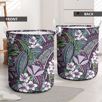 Personalised Hawaii Tribal Humpback Whale Laundry Basket Poni Hibiscus Seamless Pattern
