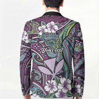 Personalised Hawaii Tribal Humpback Whale Blazer Poni Hibiscus Seamless Pattern