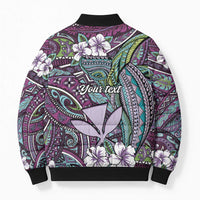 Personalised Hawaii Tribal Humpback Whale Bomber Puffer Jacket Poni Hibiscus Seamless Pattern