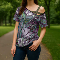 Personalised Hawaii Tribal Humpback Whale Cross Shoulder Shirt Poni Hibiscus Seamless Pattern LT9 - Polynesian Pride