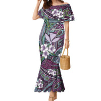 Personalised Hawaii Tribal Humpback Whale Mermaid Dress Poni Hibiscus Seamless Pattern LT9 Women Purple - Polynesian Pride