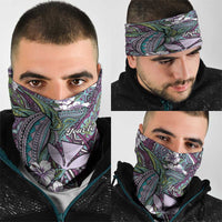Personalised Hawaii Tribal Humpback Whale Neck Gaiter Poni Hibiscus Seamless Pattern
