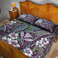 Personalised Hawaii Tribal Humpback Whale Quilt Bed Set Poni Hibiscus Seamless Pattern