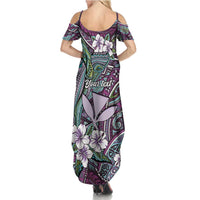 Personalised Hawaii Tribal Humpback Whale Summer Maxi Dress Poni Hibiscus Seamless Pattern LT9 - Polynesian Pride