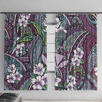 Personalised Hawaii Tribal Humpback Whale Window Curtain Poni Hibiscus Seamless Pattern