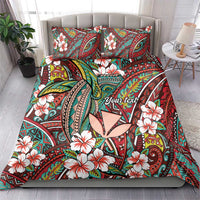 Personalised Hawaii Tribal Humpback Whale Bedding Set Ulaula Hibiscus Seamless Pattern