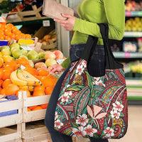 Personalised Hawaii Tribal Humpback Whale Grocery Bag Ulaula Hibiscus Seamless Pattern