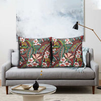 Personalised Hawaii Tribal Humpback Whale Pillow Cover Ulaula Hibiscus Seamless Pattern