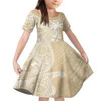 Custom Indo Fijians Family Matching Mermaid Dress and Hawaiian Shirt Fiji ke Hindustani Polyneisan Paisley Beige Style