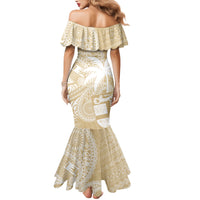 Custom Indo Fijians Family Matching Mermaid Dress and Hawaiian Shirt Fiji ke Hindustani Polyneisan Paisley Beige Style