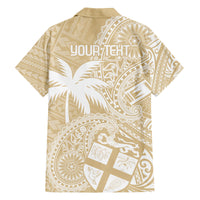 Custom Indo Fijians Family Matching Puletasi and Hawaiian Shirt Fiji ke Hindustani Polyneisan Paisley Beige Style