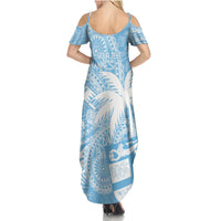 Custom Indo Fijians Summer Maxi Dress Fiji ke Hindustani Polyneisan Paisley Blue Style LT9 - Polynesian Pride