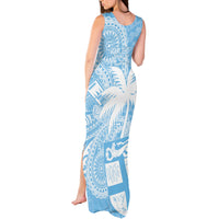 Custom Indo Fijians Tank Maxi Dress Fiji ke Hindustani Polyneisan Paisley Blue Style LT9 - Polynesian Pride