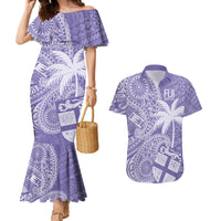 Custom Indo Fijians Couples Matching Mermaid Dress and Hawaiian Shirt Fiji ke Hindustani Polyneisan Paisley Purple Style LT9 Purple - Polynesian Pride