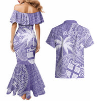 Custom Indo Fijians Couples Matching Mermaid Dress and Hawaiian Shirt Fiji ke Hindustani Polyneisan Paisley Purple Style LT9 - Polynesian Pride