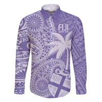 Custom Indo Fijians Family Matching Off Shoulder Short Dress and Hawaiian Shirt Fiji ke Hindustani Polyneisan Paisley Purple Style