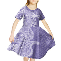 Custom Indo Fijians Kid Short Sleeve Dress Fiji ke Hindustani Polyneisan Paisley Purple Style