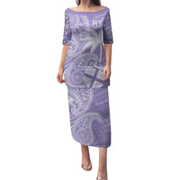 Custom Indo Fijians Puletasi Fiji ke Hindustani Polyneisan Paisley Purple Style LT9 Long Dress Purple - Polynesian Pride