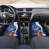 Blue Guam Hafa Adai Car Mats Tropical Flowers with Polynesian Pattern