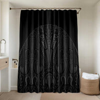 Queensland Maori Rugby Nga Hau e Wha Bathroom Set Black Motif LT9 Shower Curtain Only Black - Polynesian Pride