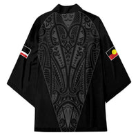 Queensland Maori Rugby Nga Hau e Wha Kimono Black Motif - Polynesian Pride
