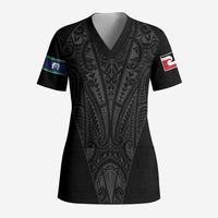 Queensland Maori Rugby Nga Hau e Wha Scrub Top Black Motif - Polynesian Pride