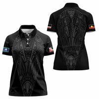 Queensland Maori Rugby Nga Hau e Wha Women Polo Shirt Black Motif